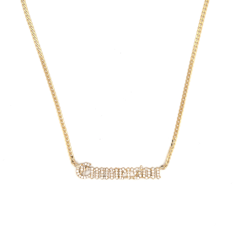14K Gold Old English Name Pendant Cuban Necklace
