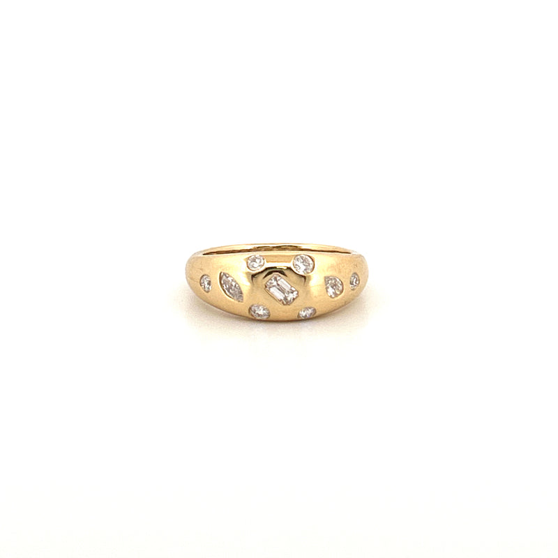 14K Gold Fancy Shape Diamond Dome Ring
