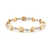 14K Two Tone Gold Pear Diamond Bezel and Pave Bracelet