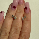 14K Gold Pear Diamond Duo Stud Earrings