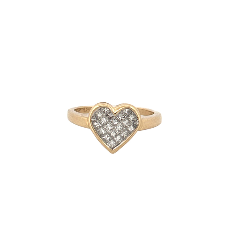 14K Gold Invisible Heart Bezel Diamond Band