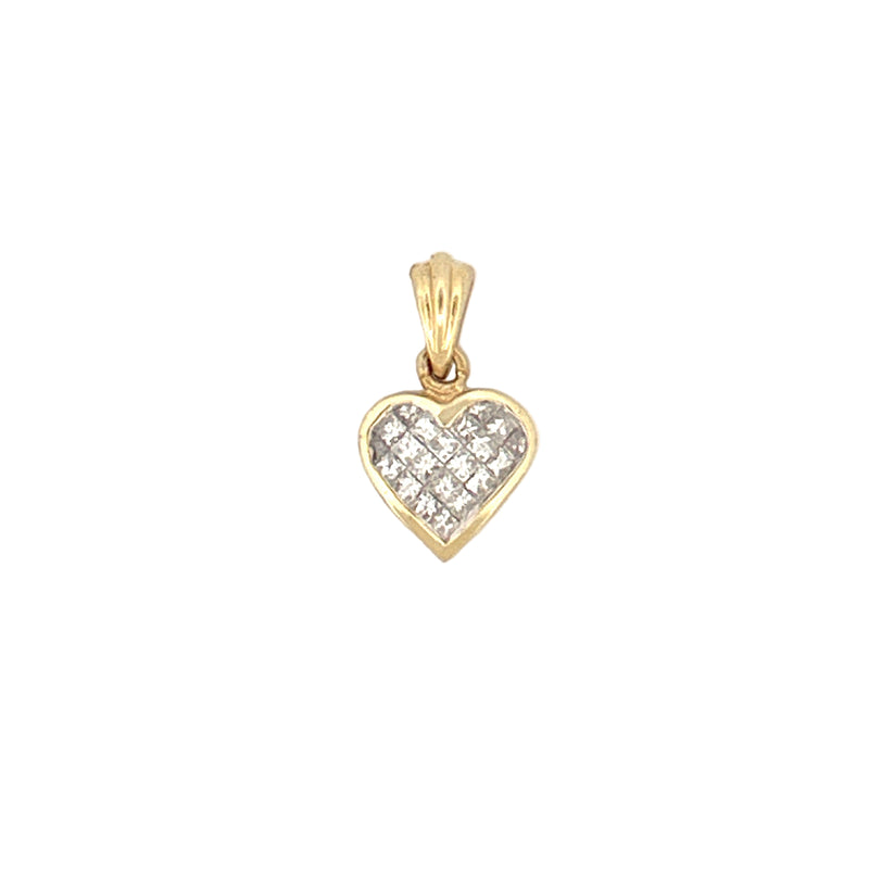 14K Gold Invisible Heart Bezel Diamond Pendant