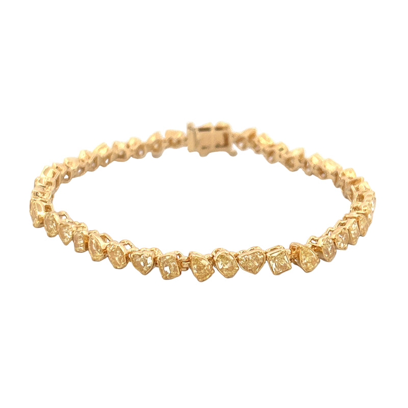 14K Gold Fancy Shape Natural Yellow Diamond Bracelet