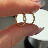 14K Gold Outer Diamond Huggie Earrings