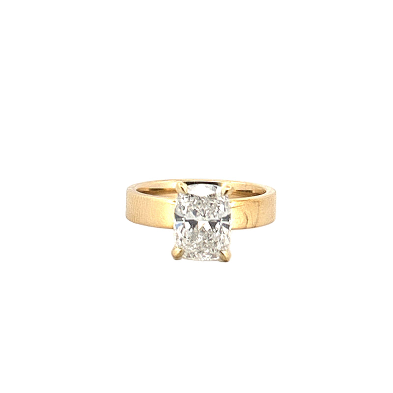 14K Gold 3.00 Carat Lab Grown Elongated Cushion Thick Solitaire Engagement Ring