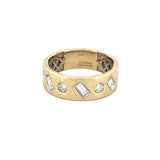 14K Gold Emerald and Round Diamond Inset Band
