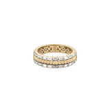 14K Gold Ribbed and Baguette Diamond Edge Set Band