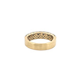 14K Gold Ribbed and Baguette Diamond Edge Set Band