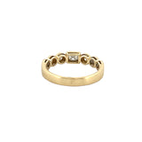 14K Gold Round and Emerald Diamond Bezel Band
