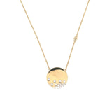 14K Gold Round Diamond Cluster Pattern Pendant Necklace