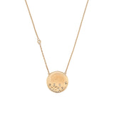 14K Gold Round Diamond Cluster Pattern Pendant Necklace