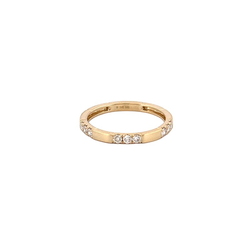 14K Gold Ridged Spaced Diamond Band