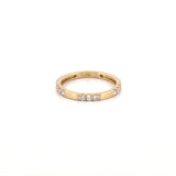 14K Gold Ridged Spaced Diamond Band