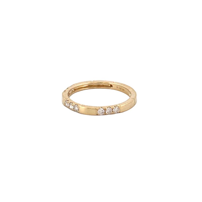 14K Gold Ridged Spaced Diamond Band