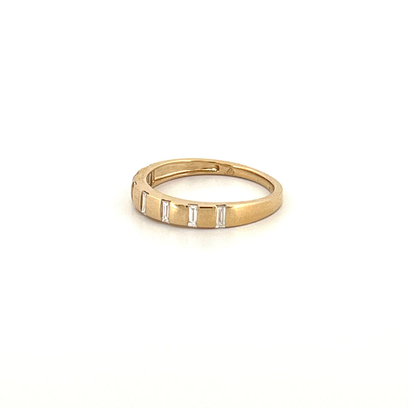 14K Gold Station Baguette Diamond Band