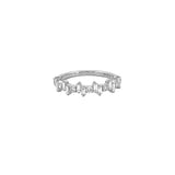 14K Gold Staggered Round and Baguette Diamond Band