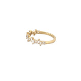 14K Gold Staggered Round and Baguette Diamond Band