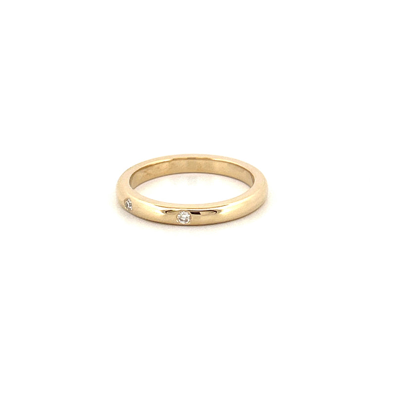 14K Gold Three Stone Bezel Diamond Band