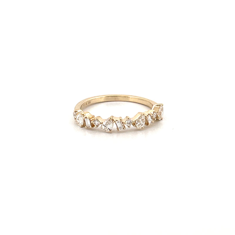 14K Gold Halfway Multi Shape Diamond Band