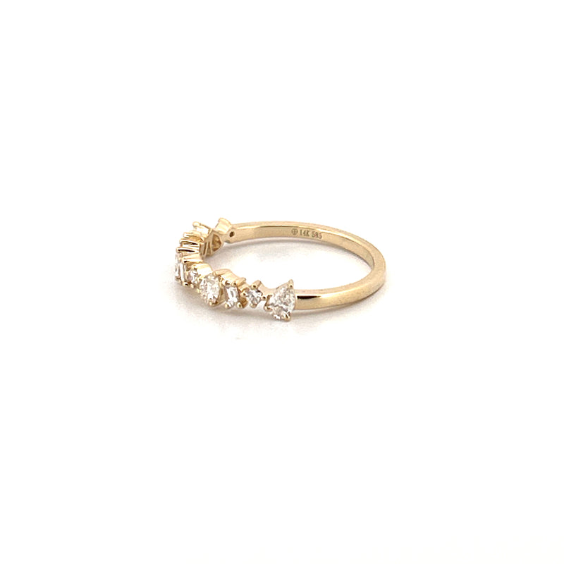 14K Gold Halfway Multi Shape Diamond Band