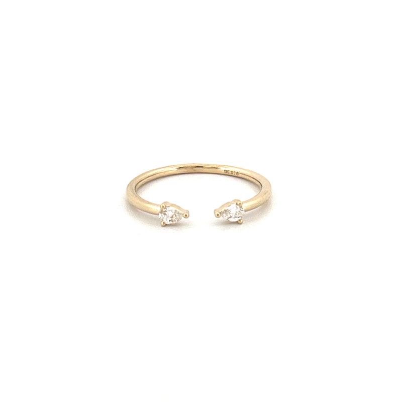 14K Gold Open Pear Diamond Band