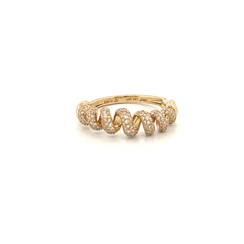 14K Gold Spiral Diamond Pavé Band