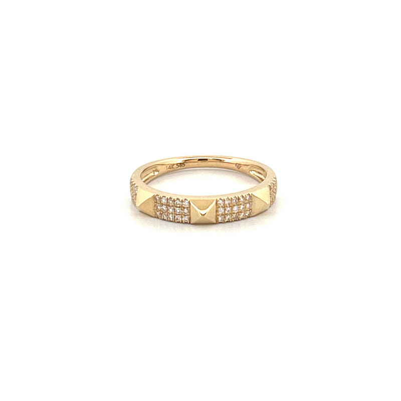 14K Gold Studded Diamond Pave Band