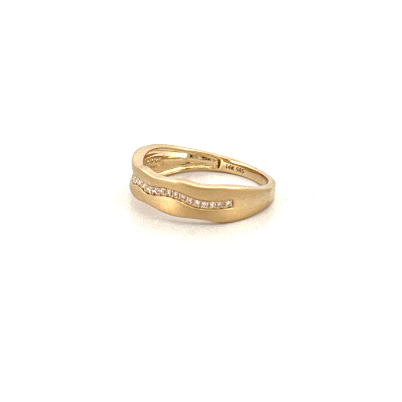 14K Gold Sand Finished Wavy Diamond Band