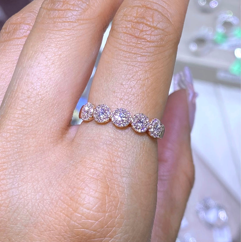 14K Gold Diamond Halo 2.5MM Band