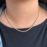 14K Gold Round Bezel Lab Grown Diamond Tennis Necklace