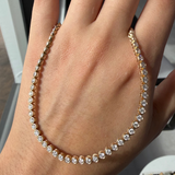 14K Gold Round Bezel Lab Grown Diamond Tennis Necklace
