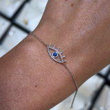 14K Gold Lashed Evil Eye Diamond Bracelet