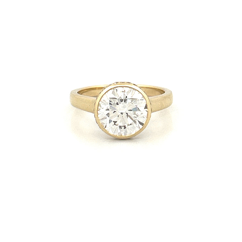 14K Gold 3.00 Carat Lab Grown Round Diamond Solitaire Cathedral Under Halo Engagement Ring