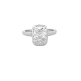 14K Gold 3.00 Carat Lab Grown Cushion Solitaire Cathedral Engagement Ring with Under Halo