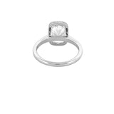 14K Gold 3.00 Carat Lab Grown Cushion Solitaire Cathedral Engagement Ring with Under Halo