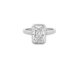 14K Gold 3.00 Carat Lab Grown Cushion Solitaire Cathedral Engagement Ring with Under Halo