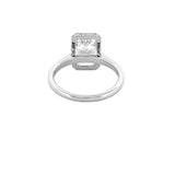 14K Gold 3.00 Carat Lab Grown Cushion Solitaire Cathedral Engagement Ring with Under Halo