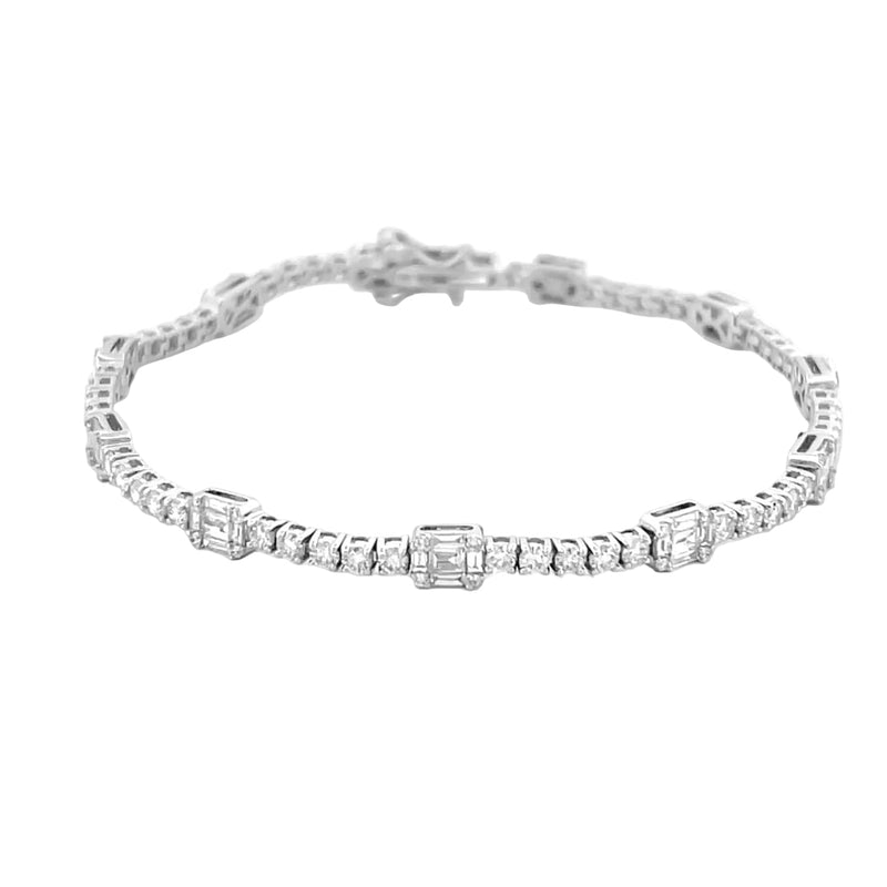 14K Gold Natural Spaced Cluster Tennis Bracelet