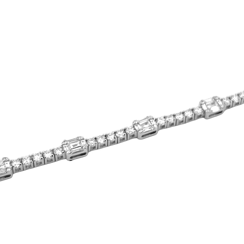 14K Gold Natural Spaced Cluster Tennis Bracelet