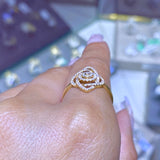 14K Gold Abstract Flower Diamond Band