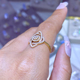 14K Gold Abstract Flower Diamond Band