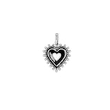 14K Gold Beaded and Diamond Halo Open Ribbed Heart Pendant