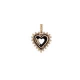 14K Gold Beaded and Diamond Halo Open Ribbed Heart Pendant