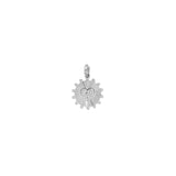 14K Gold Fluted Round Diamond Pavé Center Heart Pendant