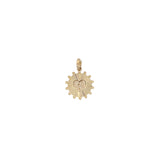 14K Gold Fluted Round Diamond Pavé Center Heart Pendant