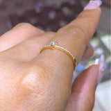 14K Gold Basket Set Diamond Heart Band
