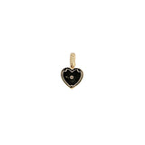 14K Gold Beaded Fluted Heart Center Diamond Bezel Pendant