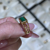 14K Gold Flat Malachite Bar Signet Band