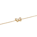 14K Gold Mother of Pearl and Diamond Butterfly Charm Bracelet