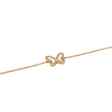 14K Gold Mother of Pearl and Diamond Butterfly Charm Bracelet